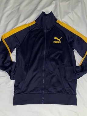 Puma Navy and Yellow Women's Track Jacket
